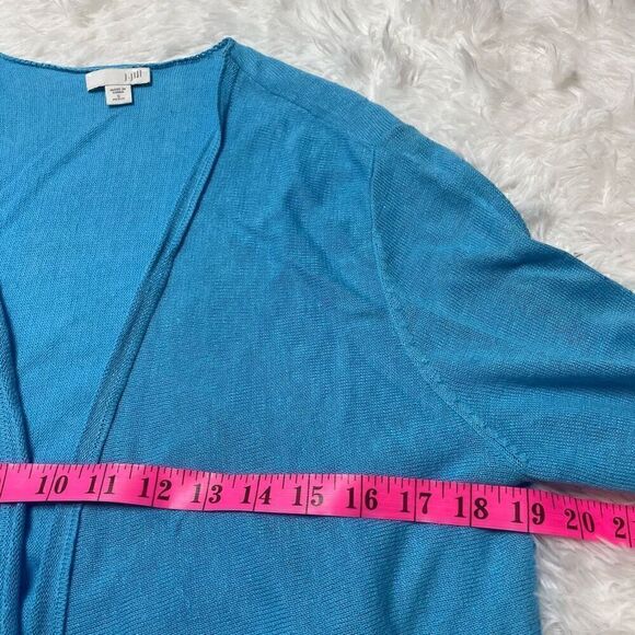 J JILL Cardigan Sweater Size Small Blue Linen Cotton Blend Open Front - Picture 7 of 8